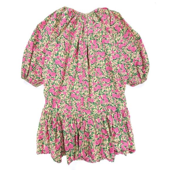 ZARA Cottagecore Voluminous Floral Print Cotton Poplin Babydoll Mini Dress Small - Picture 5 of 7